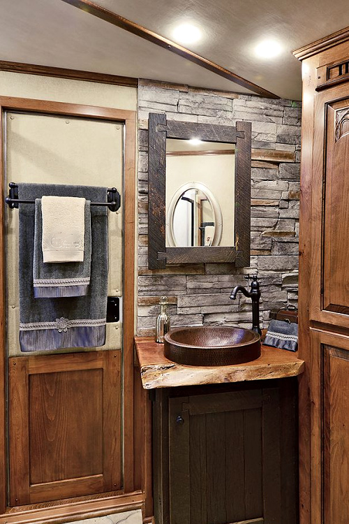 Semi recessed copper bathroom sink sink